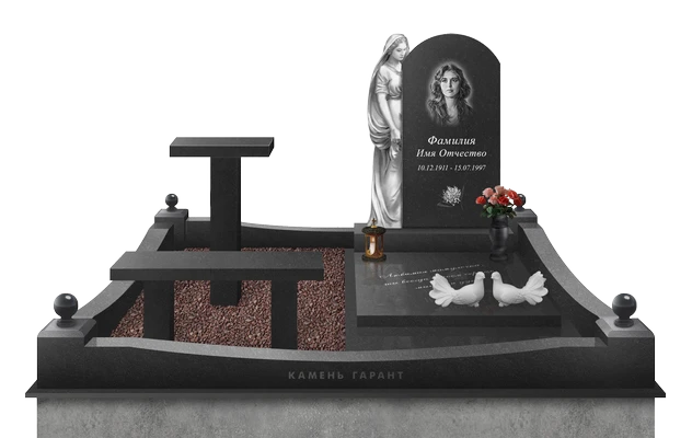 Мемориальный комплекс с плитой, столиком, скамейкой и поребриком